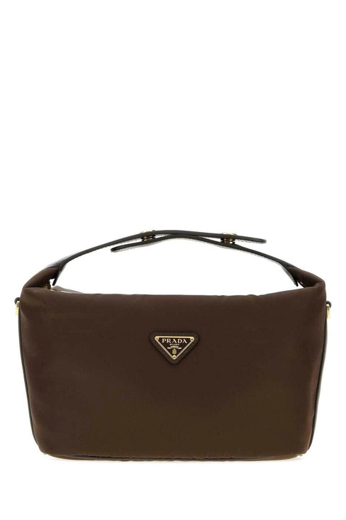 Prada Handbags - Prada Arque Vitello Daino Leather Shoulder Bag Brown